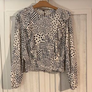 Mayoral White and black ruffle top size 12